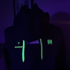 Harris Cinch Men's Black & Neon Green Precious Crystal Hoodie Jacket Hand Made